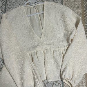 Wilfred Jacquard Peplum Wrap Blouse